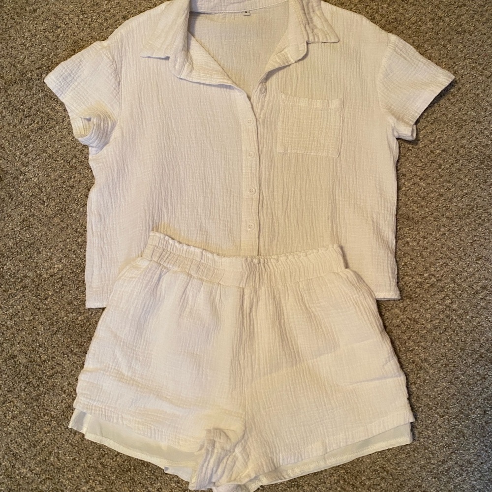 White Textured Two-Piece Set